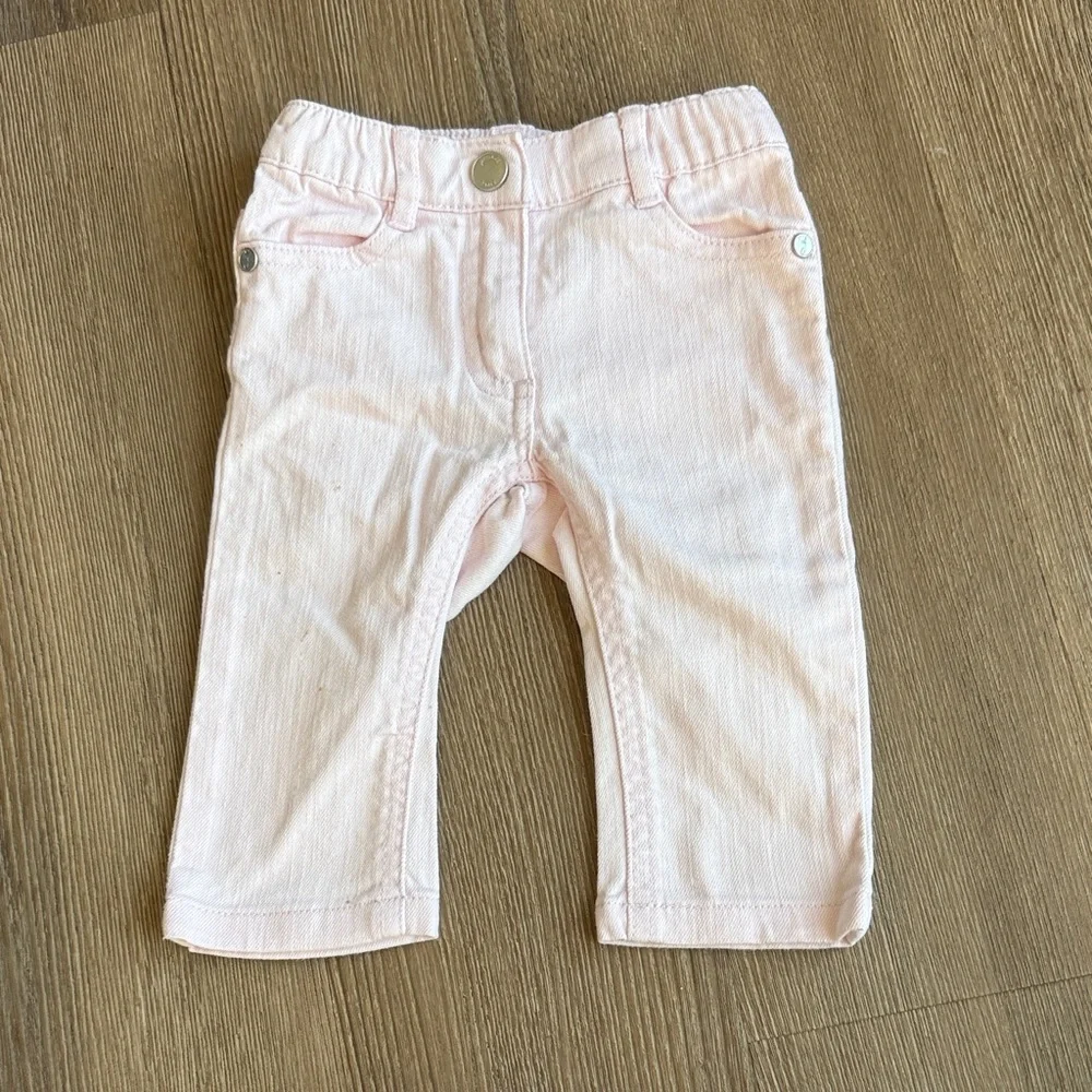 Jacadi baby girl pale pink denim jeans - size 6m